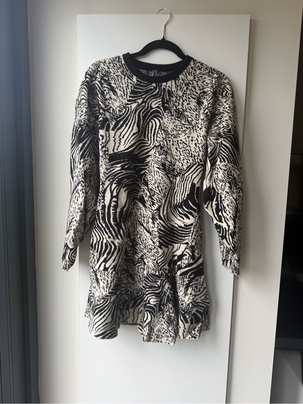 Anthropologie Black and White Zebra Sweater Dress
